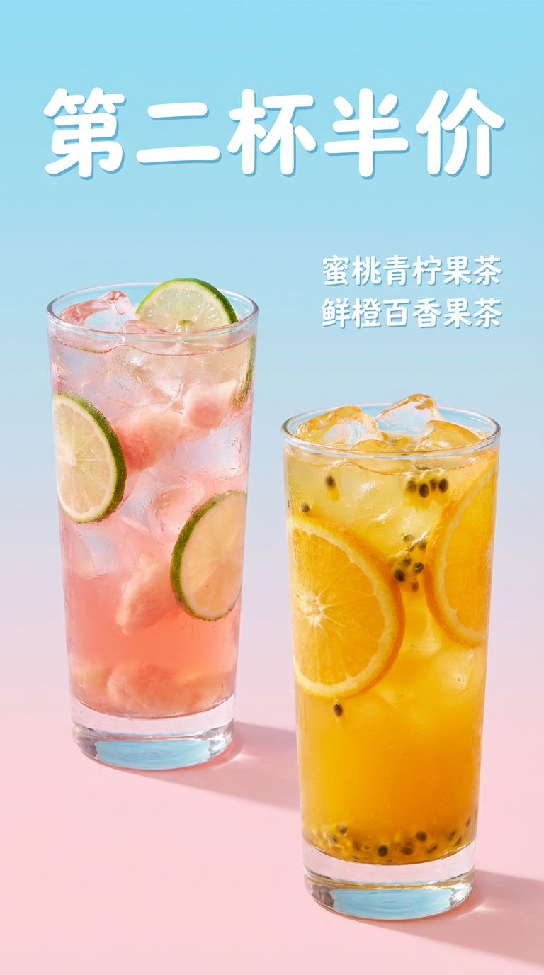 清新夏日第二杯半价茶饮海报