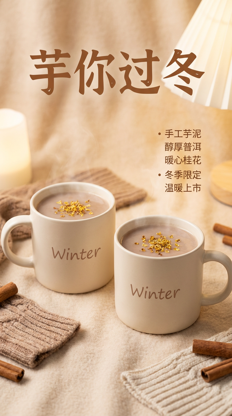 暖调冬日芋泥普洱暖饮海报
