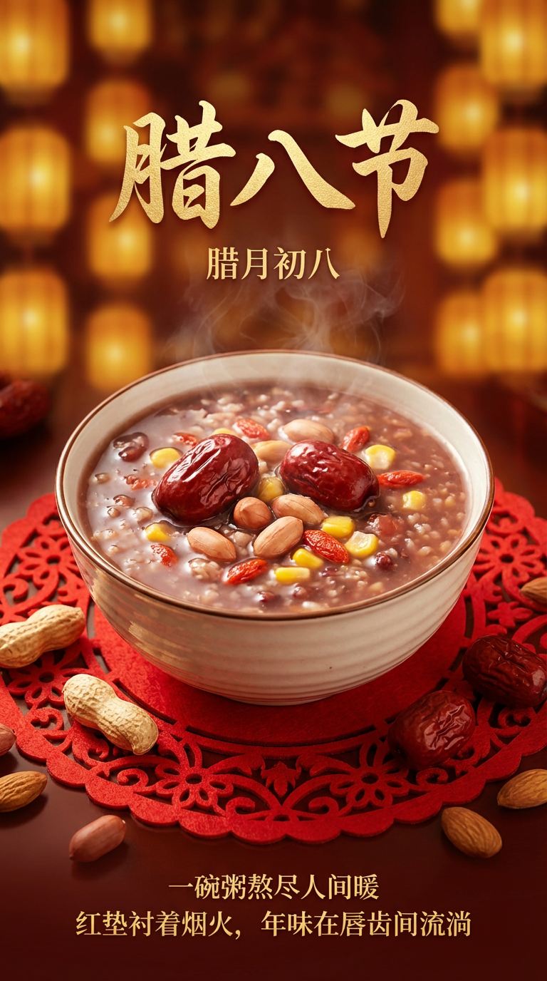 奢华质感腊八粥特写海报