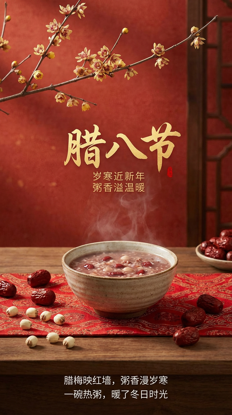 腊梅暖粥中式意境海报