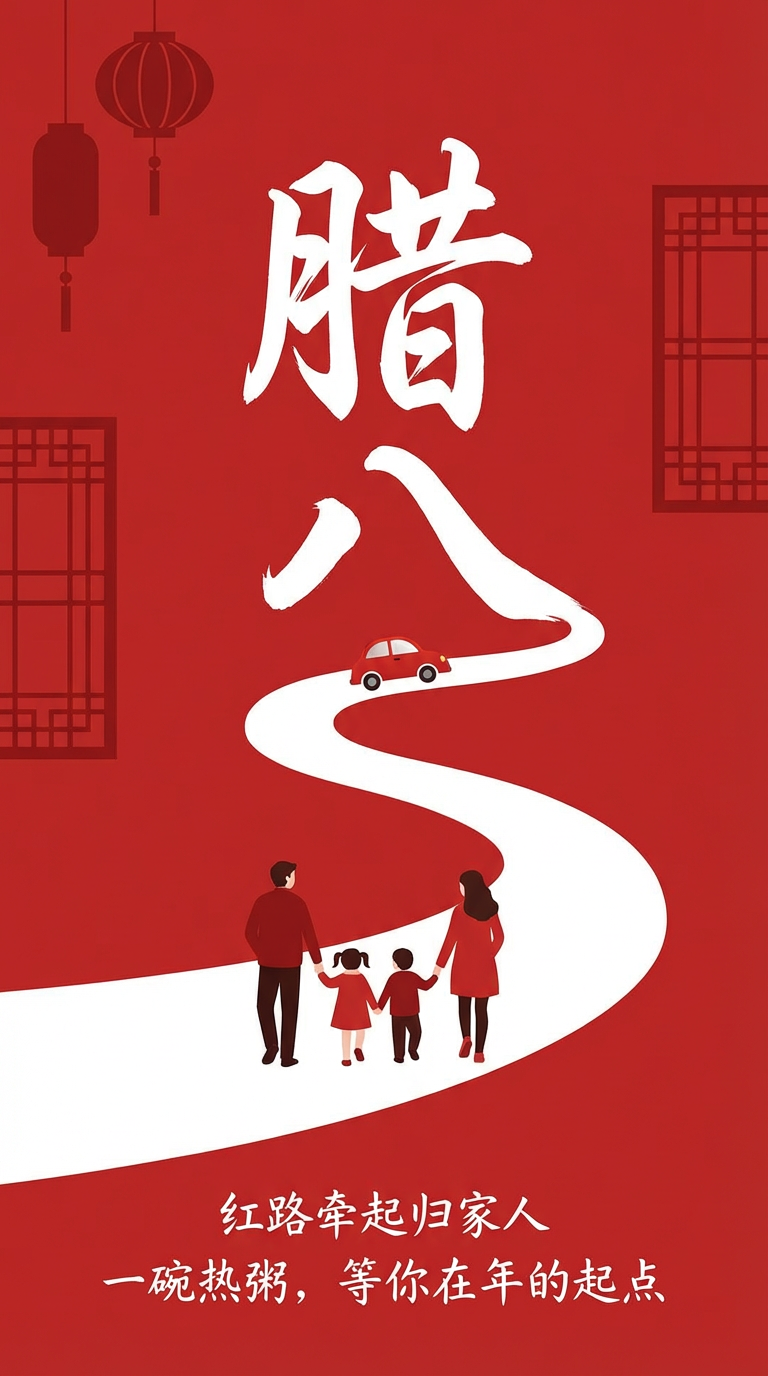 阖家赶路极简腊八海报