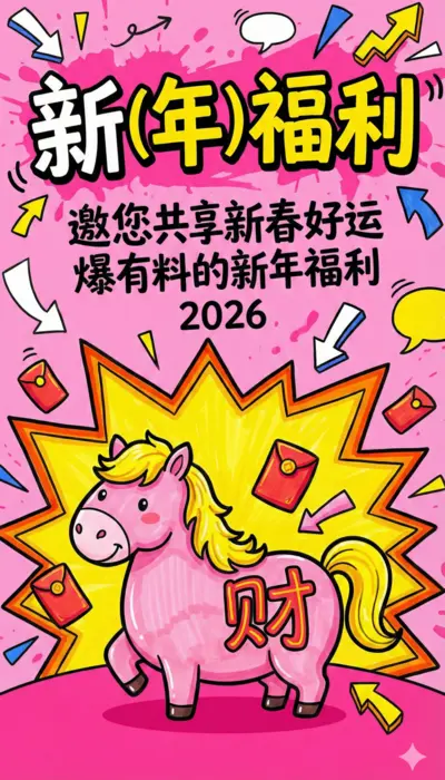 新年福利马年活动宣传海报