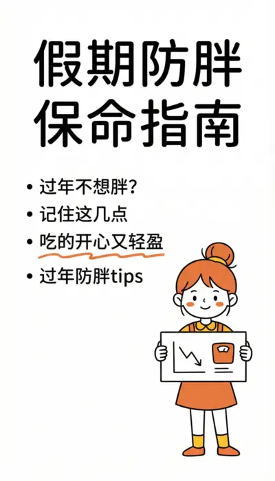 假期防胖保命指南手绘海报