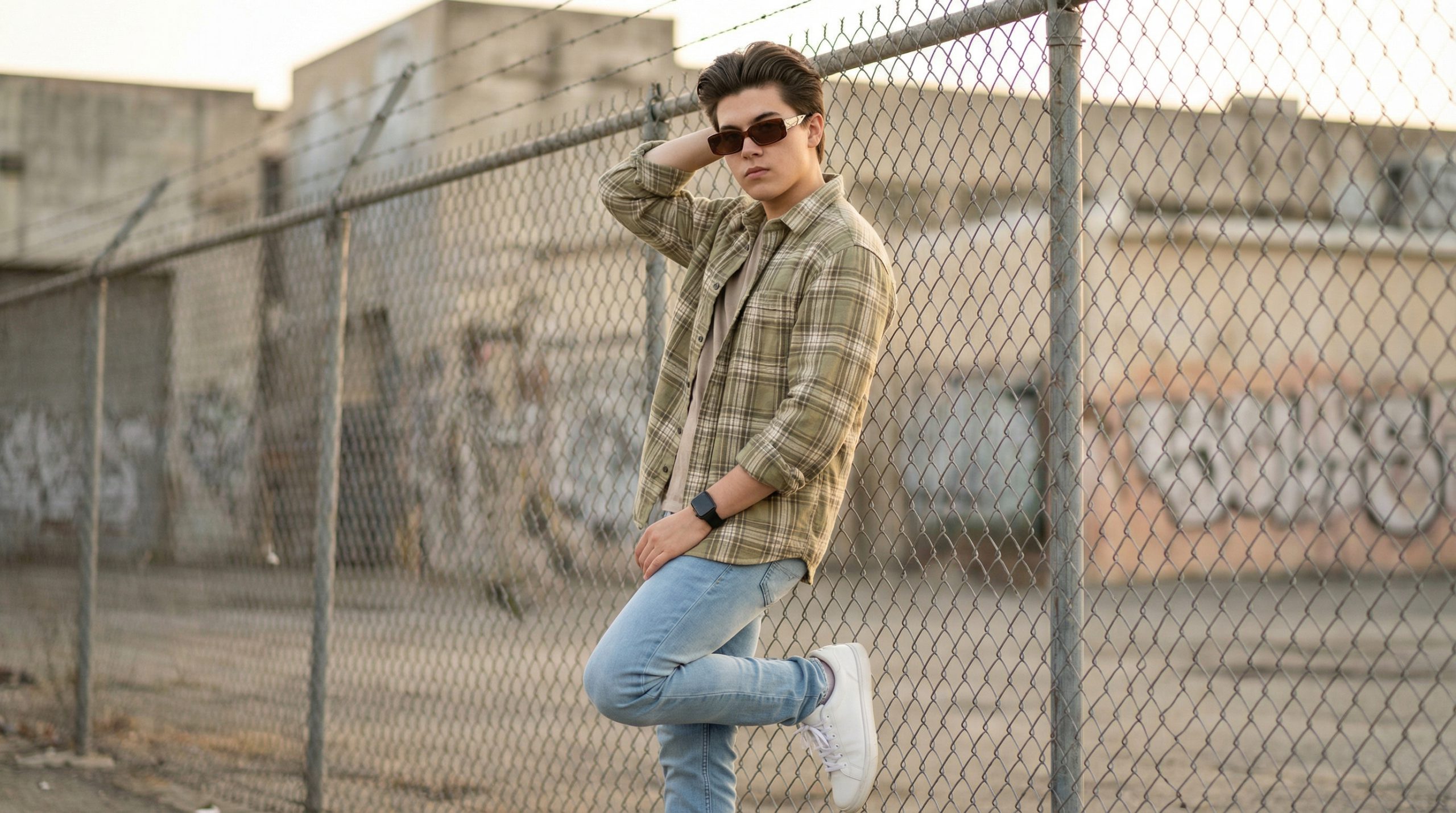 超写实城市街头时尚全身肖像摄影提示词