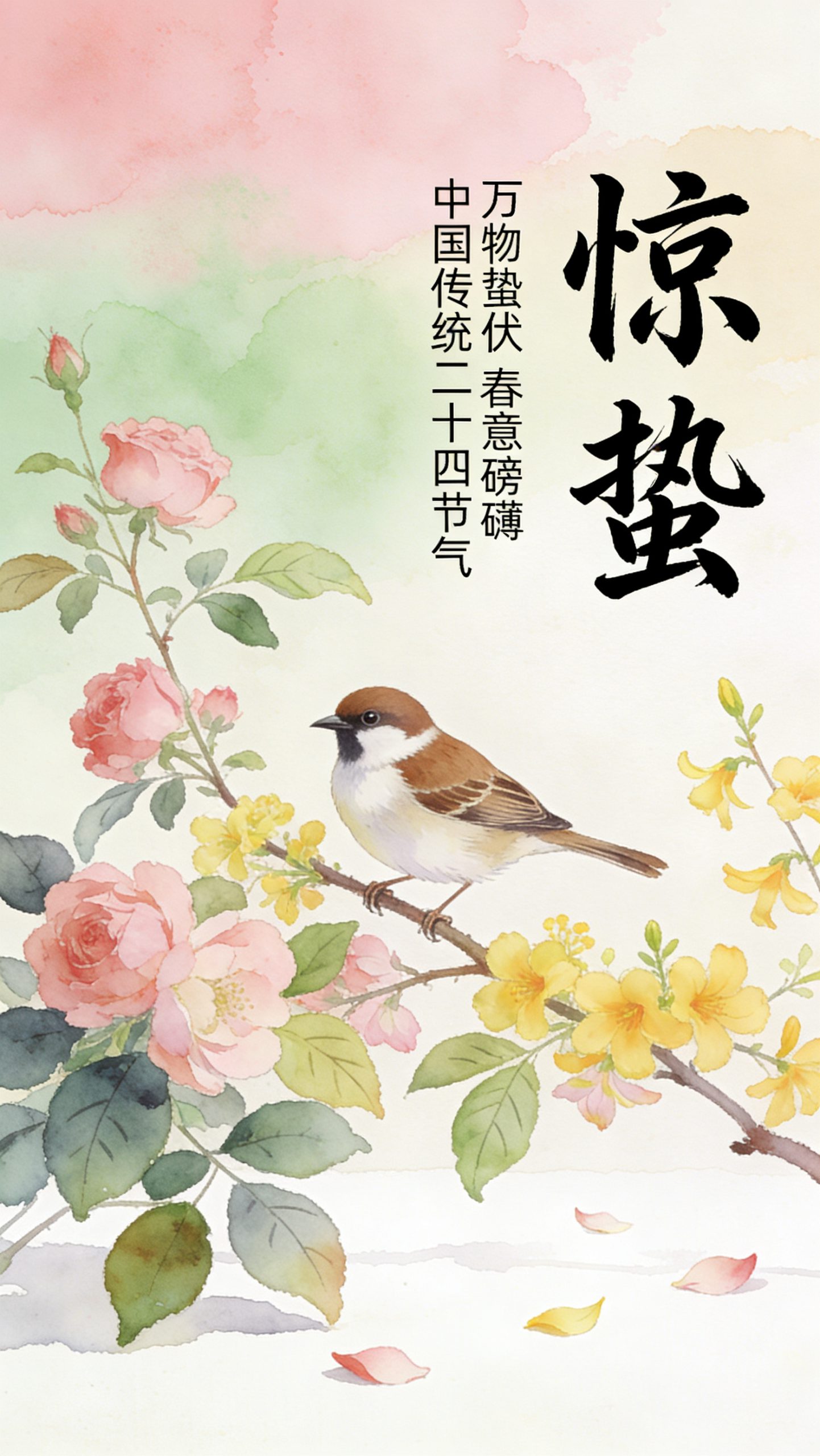 惊蛰·春枝栖雀