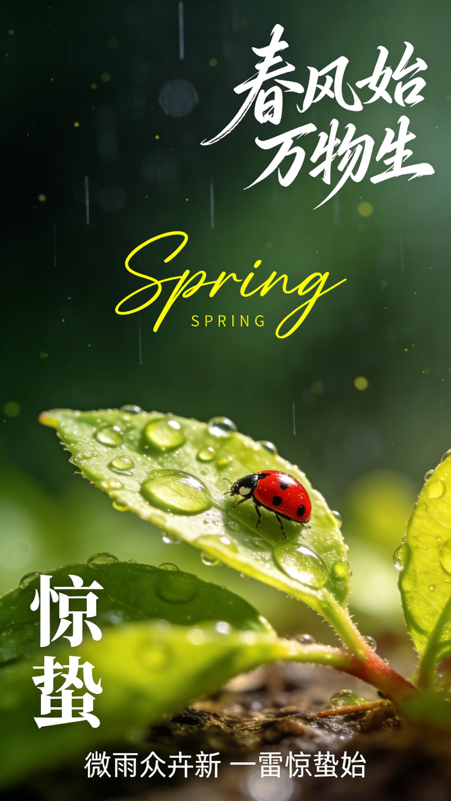 春雨惊蛰微距海报