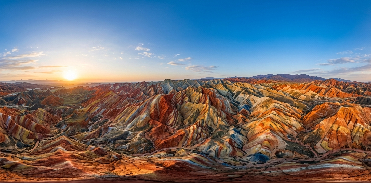 张掖七彩丹霞360°日出全景