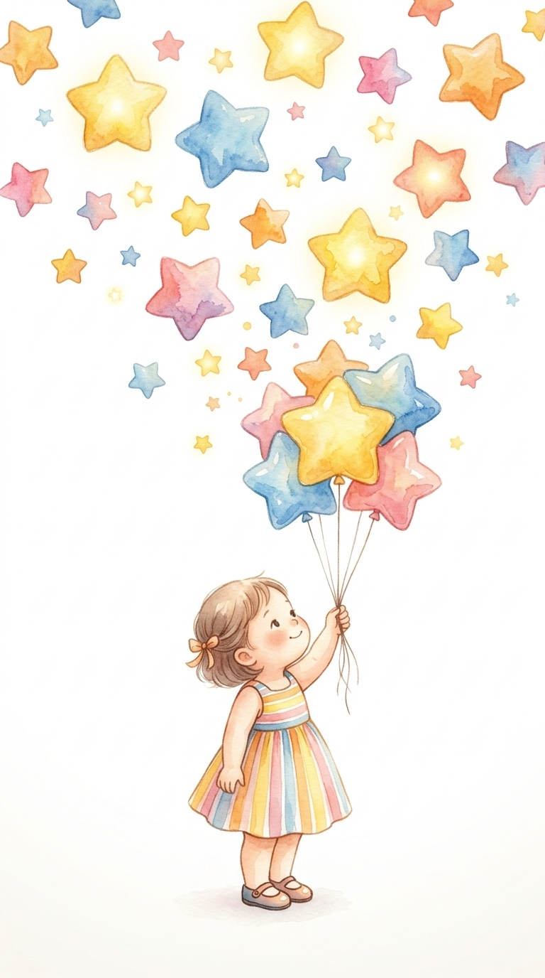 梦幻星愿·水彩童真治愈插画