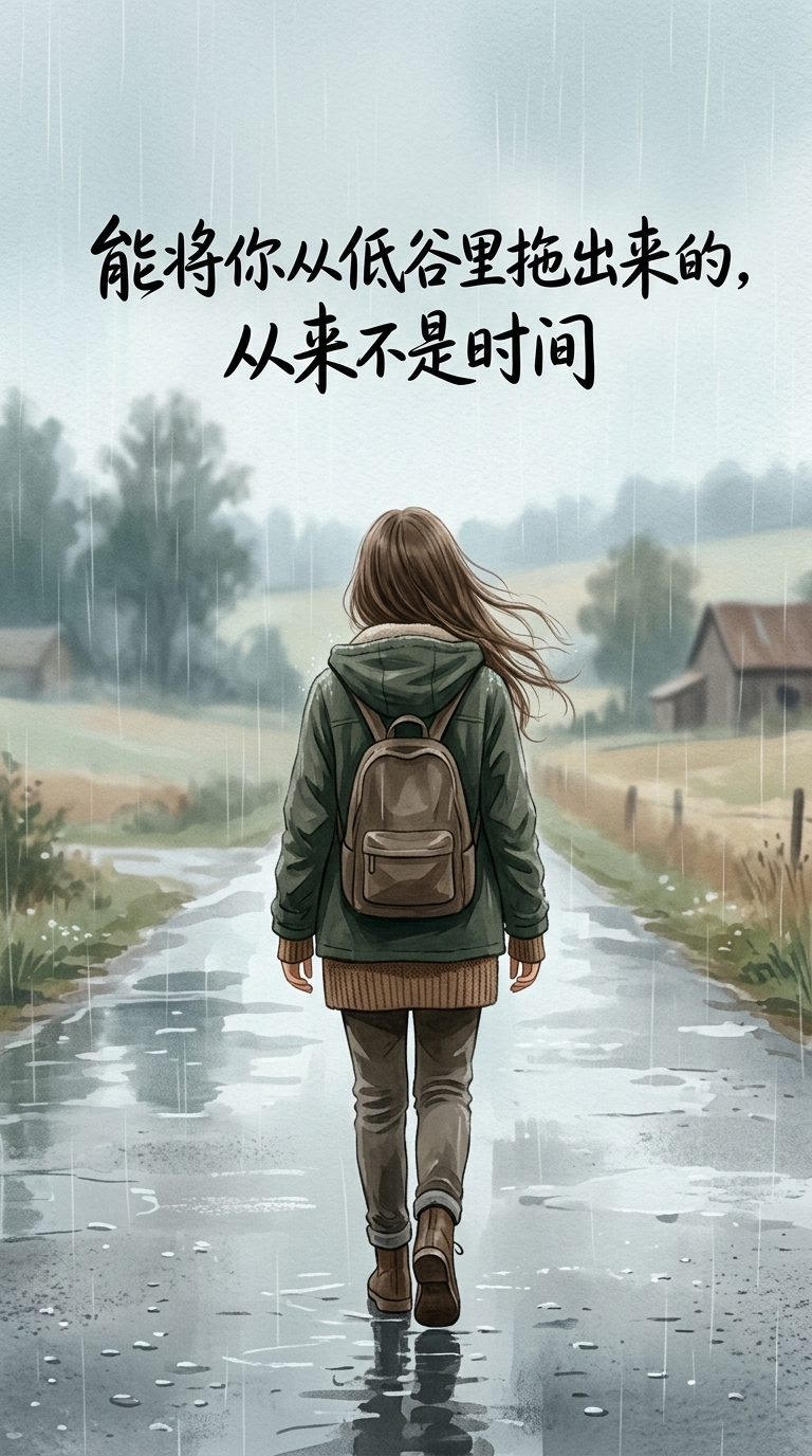 雨中前行 · 治愈系励志主题插画