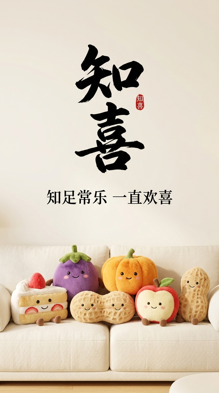 知喜 · 温馨治愈毛绒质感海报