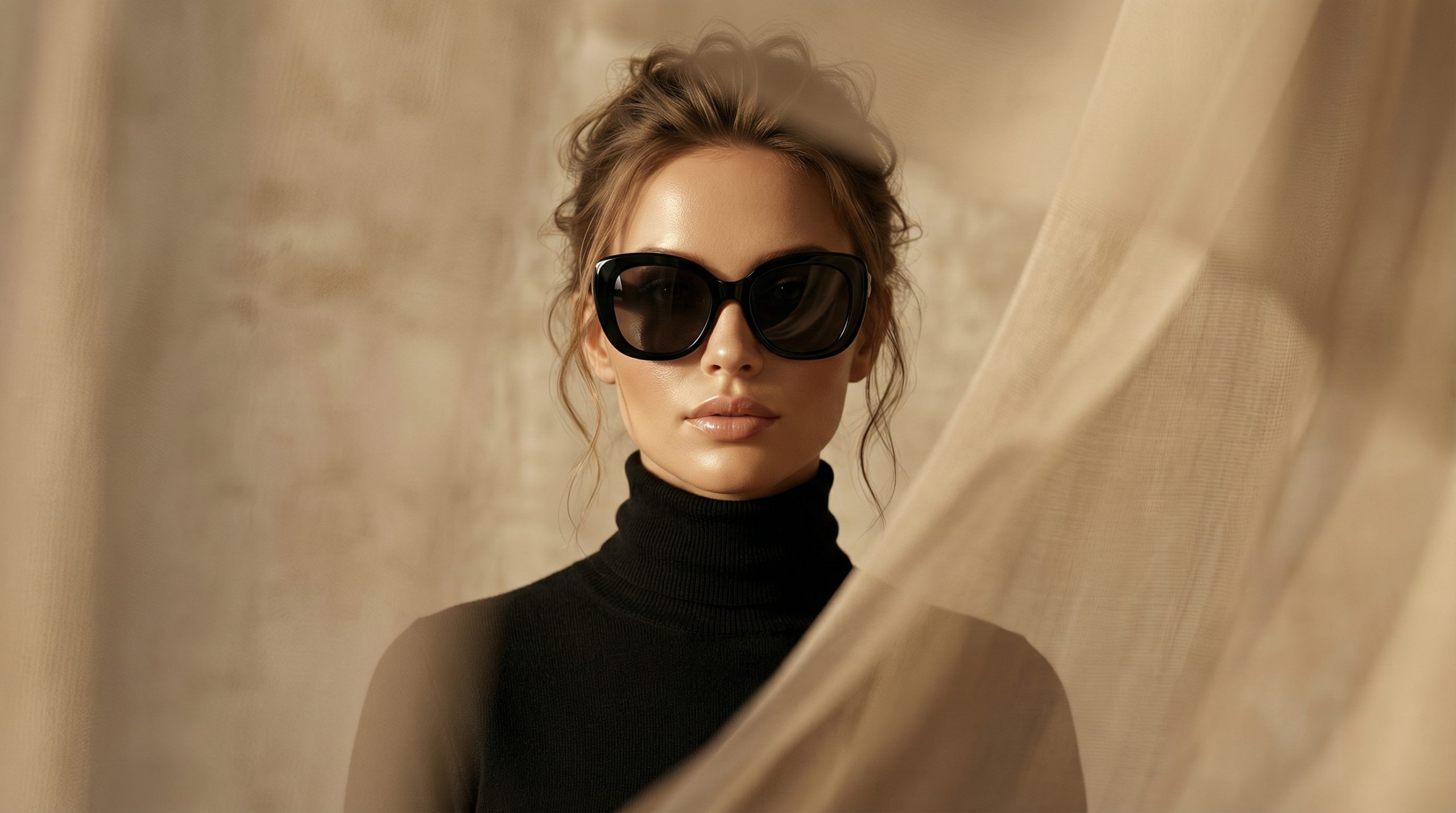 黄金时光下的奢雅时尚肖像提示词