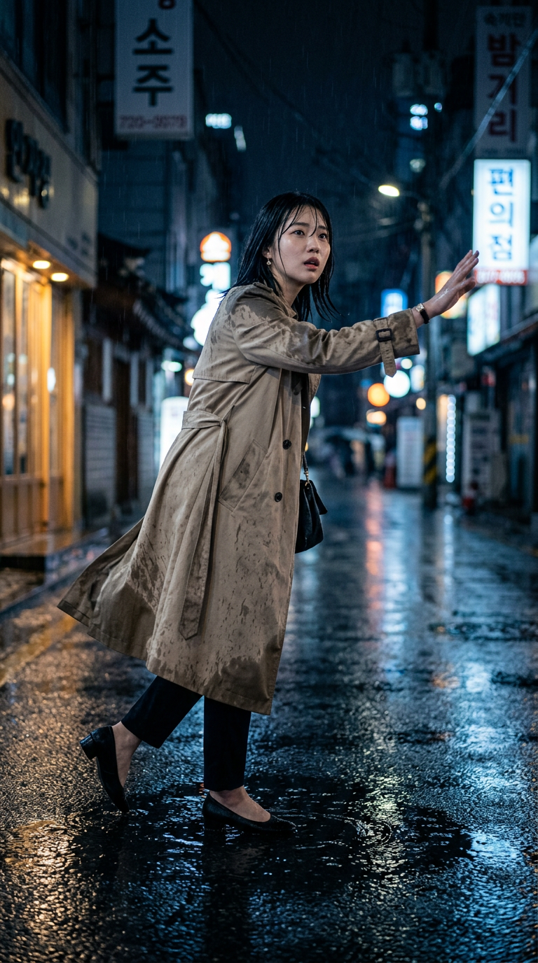 雨夜孤影：首尔街头的微醺晚钟与归途