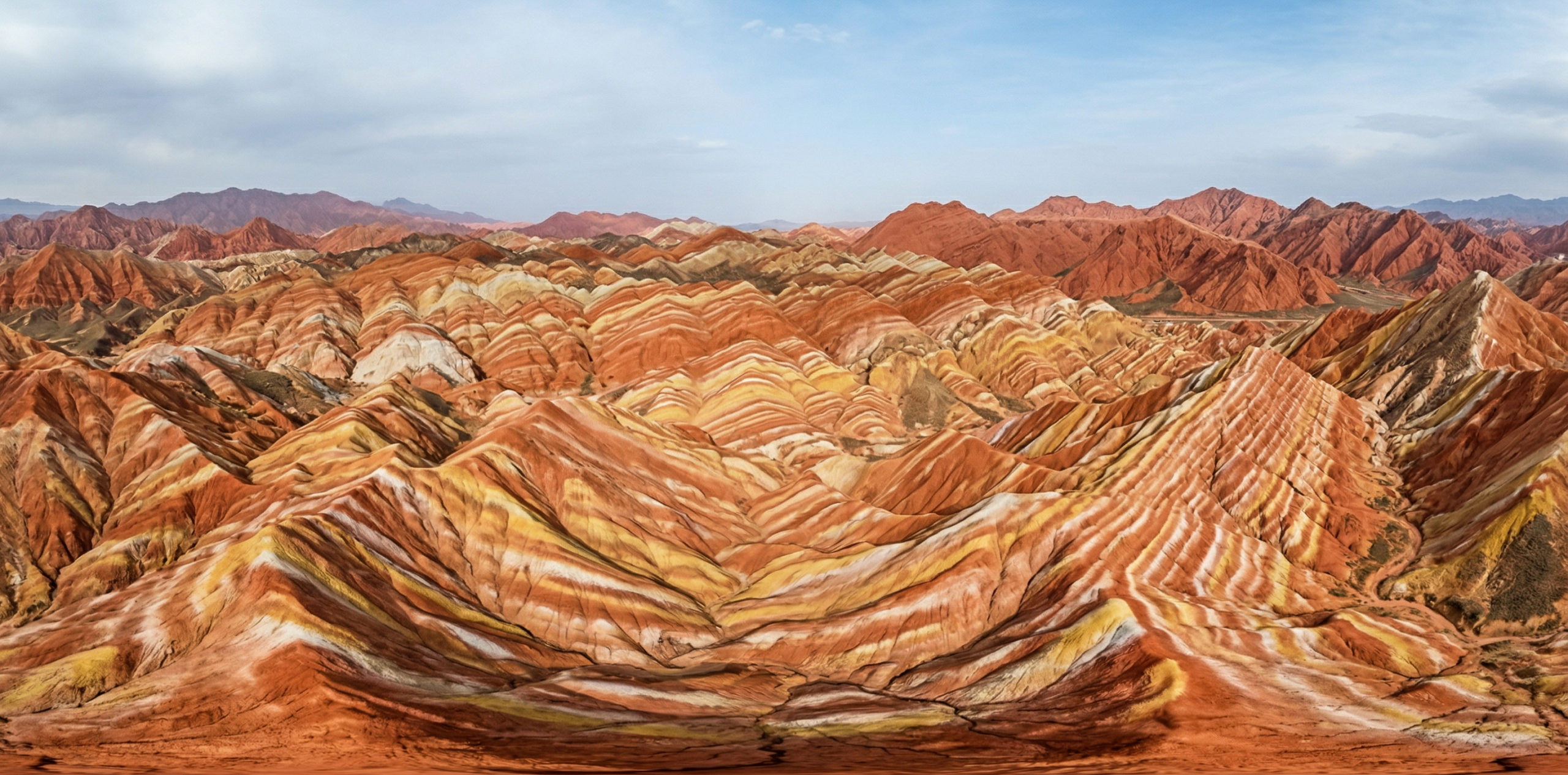 张掖七彩丹霞地貌360度航拍全景
