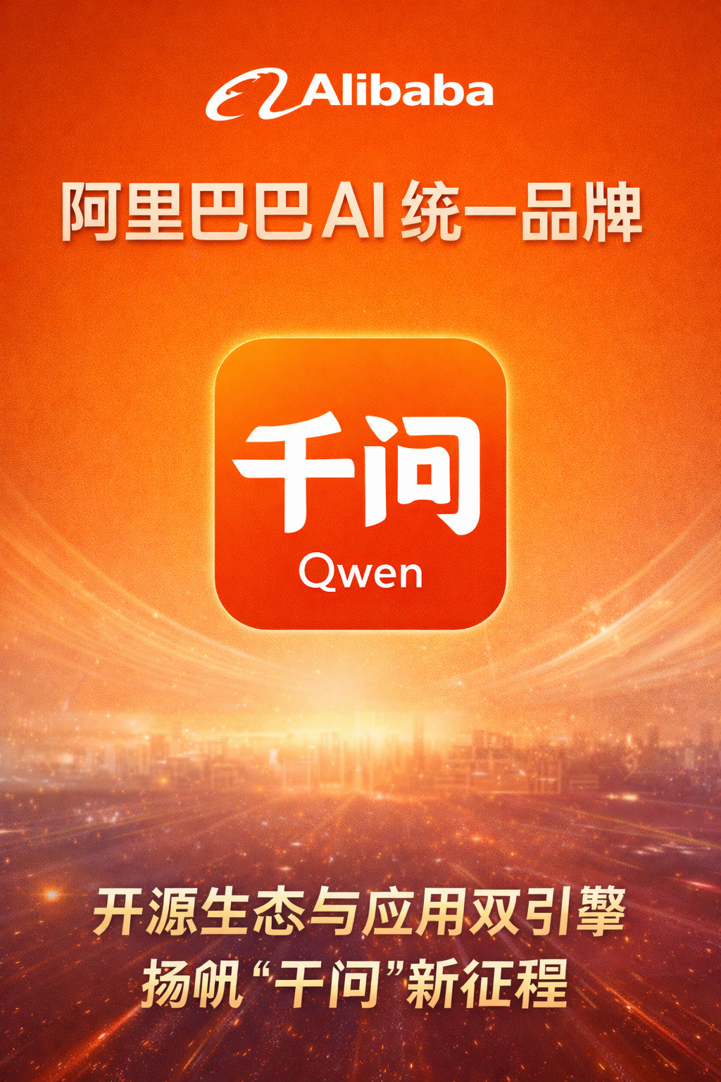阿里巴巴统一AI品牌为“千问”，加速构建开源与应用一体化生态