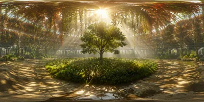 神秘温室生态全景·360度提示词