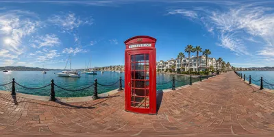 GPT Image 2.0提示词｜英伦红色电话亭海湾360°超写实全景