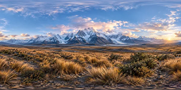 高寒雪山与金草荒漠 360°全景视觉纹理