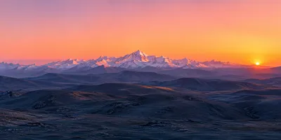 雪山日落·高原群峰全景